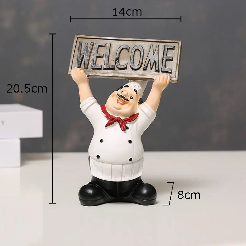 DecorBites™ Bearded Chef Resin Figure Sculpture Modern Kitchen Desk Decor Ornaments