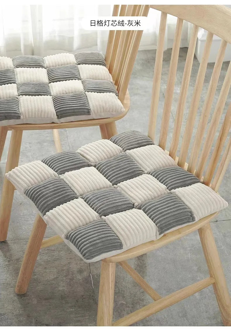 DecorBites™ Corduroy Cushion: Plaid Thickened Office Chair, Dining Chair, Sofa Floor Cushion