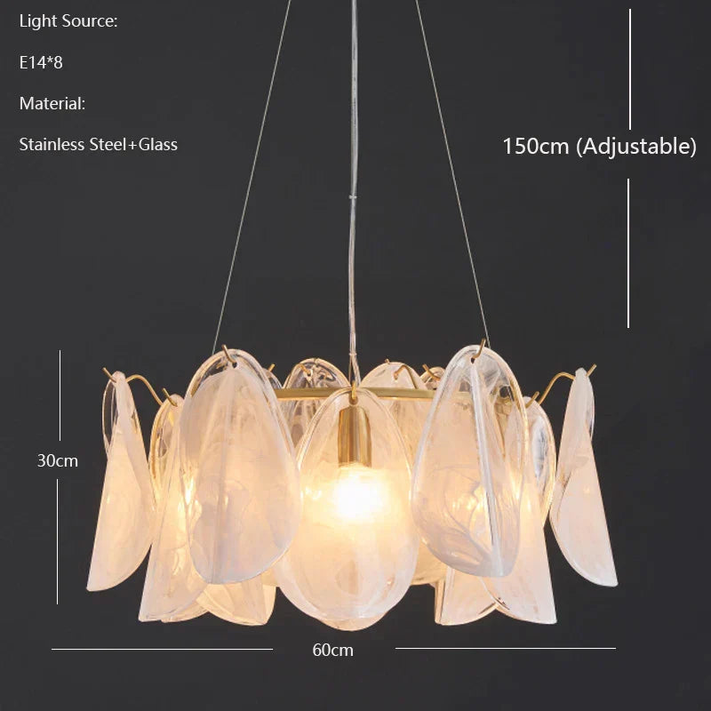 DecorBites™ LED Glass Hanging Lamp Golden Leaf Shape Modern Pendant Light