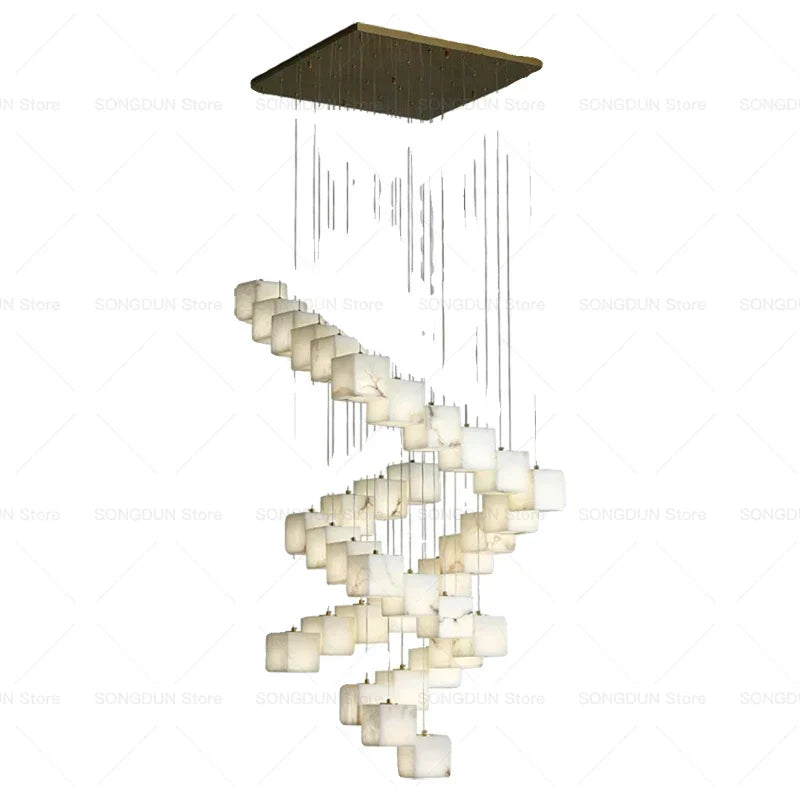DecorBites™ Jade Design Chinese Chandelier for Duplex Villa Restaurant and Living Room