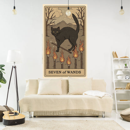 DecorBites™ Cat Tapestry Wall Hanging Tarot Black White Psychedelic Love Star Home Decor