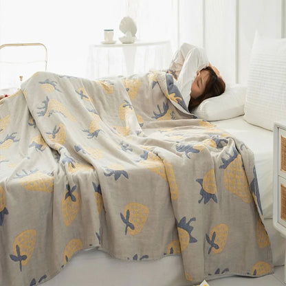 DecorBites™ Cotton Gauze Boho Throw Blanket - Cozy Bedspread & Sofa Cover