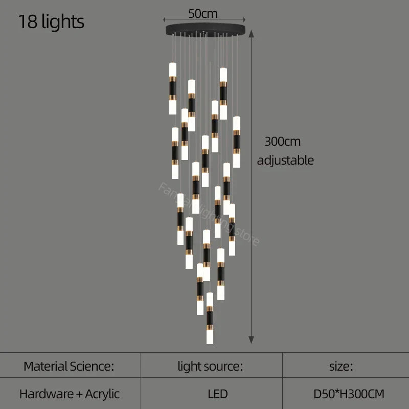 DecorBites™ LED Chandelier Stairway Lamp Dining Table Kitchen Lighting Acrylic Chandelier