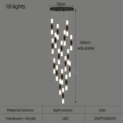 DecorBites™ LED Chandelier Stairway Lamp Dining Table Kitchen Lighting Acrylic Chandelier