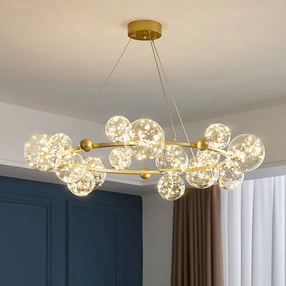 DecorBites™ Glass Ball LED Ceiling Chandelier for Home Dining Living Bedroom