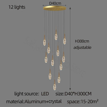 DecorBites™ Diamond Crystal Chandelier - Gold Interior Designer Living Room Lamp