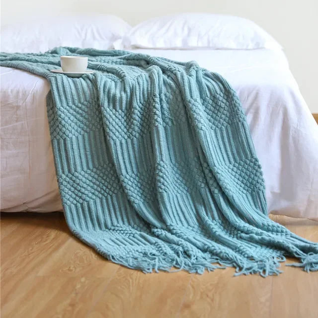 ™ Knitted Pineapple Grid Throw Blanket - Nordic Sofa Blanket for Home Decor