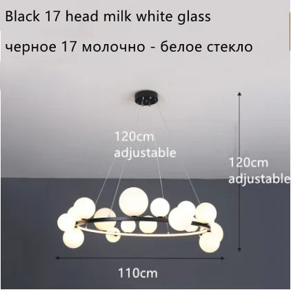 DecorBites™ Glass Ball LED Chandelier: Modern Nordic Style for Living, Dining, Kitchen, Study