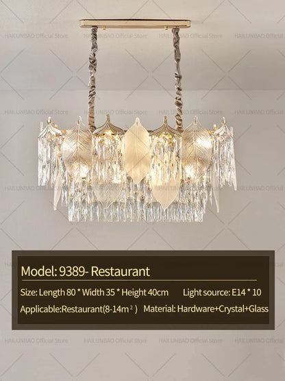 DecorBites™ Crystal Leaves Chandelier: Elegant Postmodern Lighting for Living Room, Dining Room, Bedroom