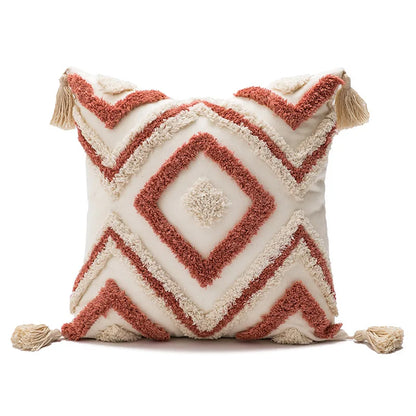 DecorBites™ Geometric Embroidery Boho Cushion Cover Sofa Decorative Pillowcase Canvas Cotton