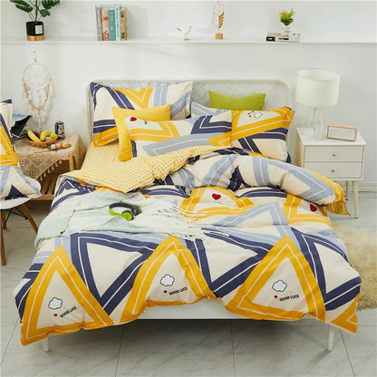 DecorBites™ Cartoon Printed Bedding Set: Bed Sheet, Duvet Cover, Pillowcases