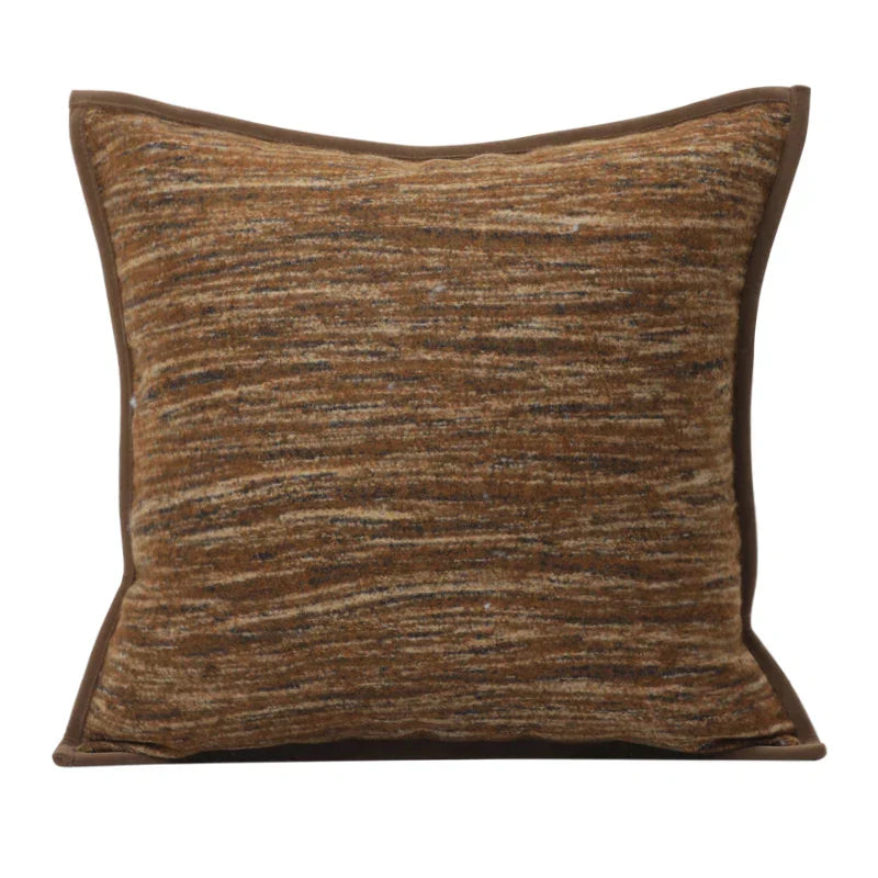 DecorBites™ Geometric Brown Leather Splicing Throw Pillow Cover 45x45cm Luxe Square Cushion Case