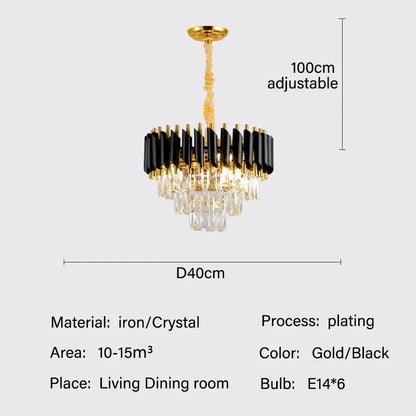 DecorBites™ Crystal LED Pendant Chandelier: Modern Luxury Living Room Dining Lighting Fixture