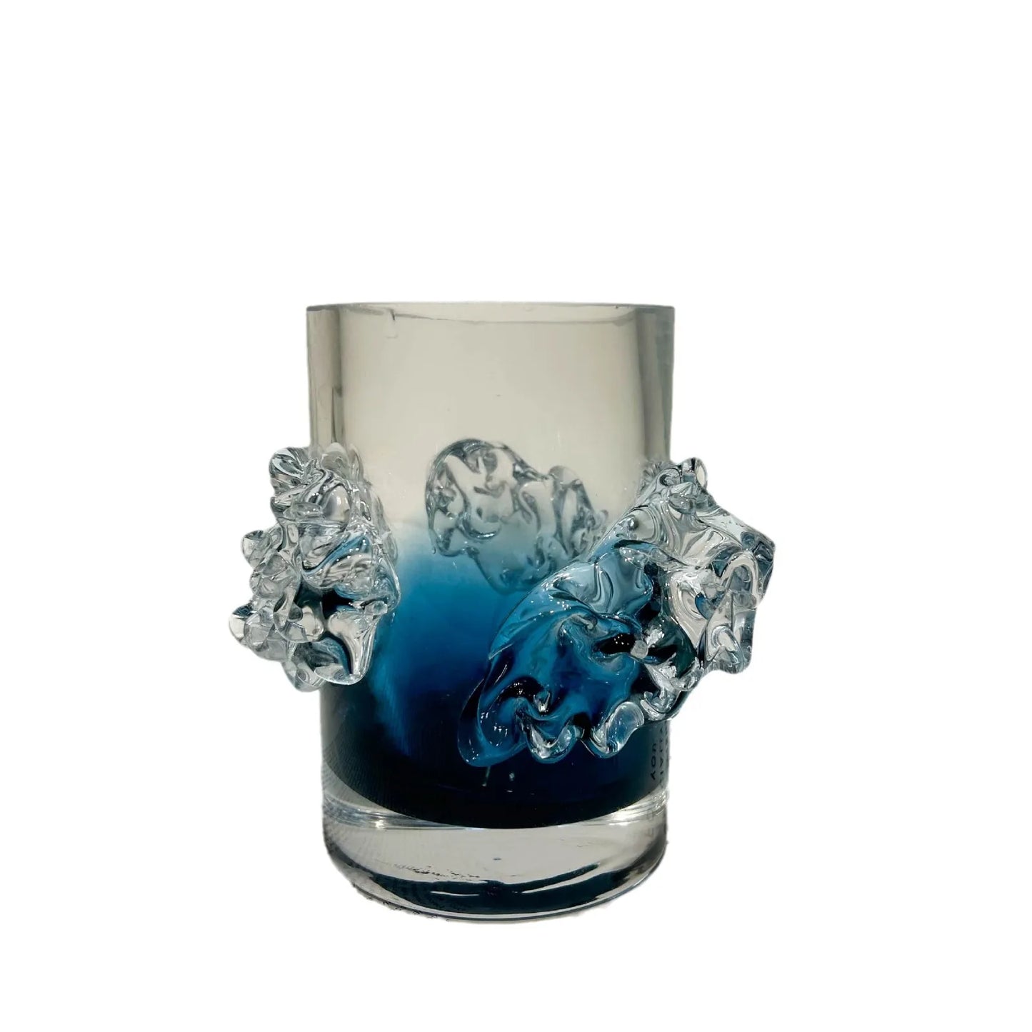 DecorBites™ Blue Gradient Wavy Glass Vase for Floral Arrangements and Room Decor