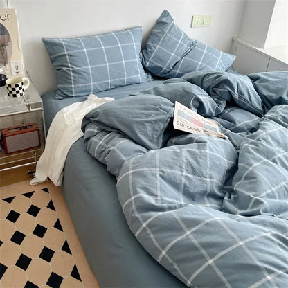 ™ Japanese Style Cotton Printed 4Pcs Bedding Set with Double-Sided Design