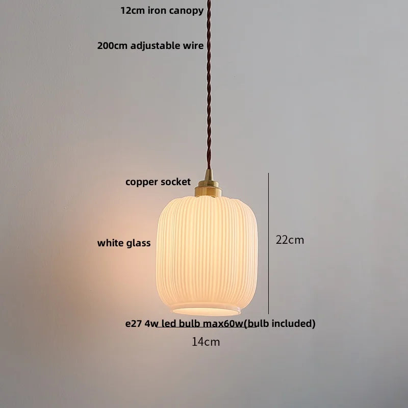 DecorBites™ Ceramic Walnut Pendant Light with LED, Adjustable Hanging Lamp