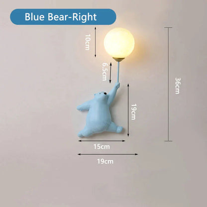 DecorBites™ Kids Bear Moon Wall Lamp | 3D Printed Bedroom Interior Light