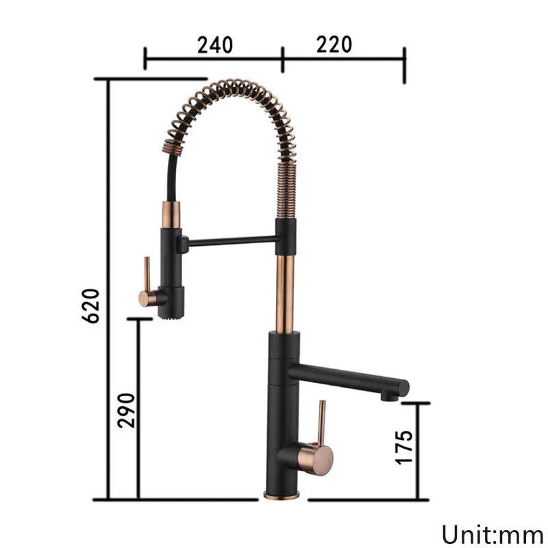 DecorBites™ Brushed Gold Kitchen Faucet with Pull Down Spring Spout for Hot Cold Water