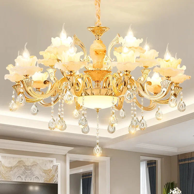 DecorBites™ 6-Light LED Dolomite Chandelier for Foyer, Living Room, Kitchen - Modern Ceiling Lighting
