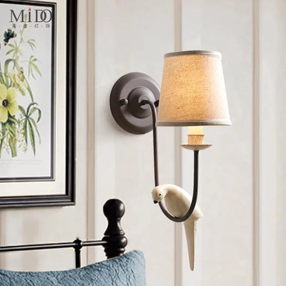 DecorBites™ Bird Decor Antique Wall Lamp for Bedroom, Living Room, Kitchen - French Rural Charm