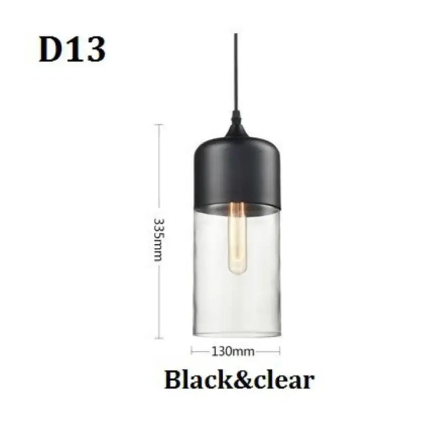 DecorBites™ Black Glass Pendant Light Fixture for Modern Indoor Decor and Dining Room
