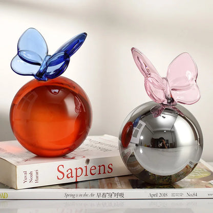 DecorBites™ Geometric Butterfly Crystal Ball Home Decor Figurine