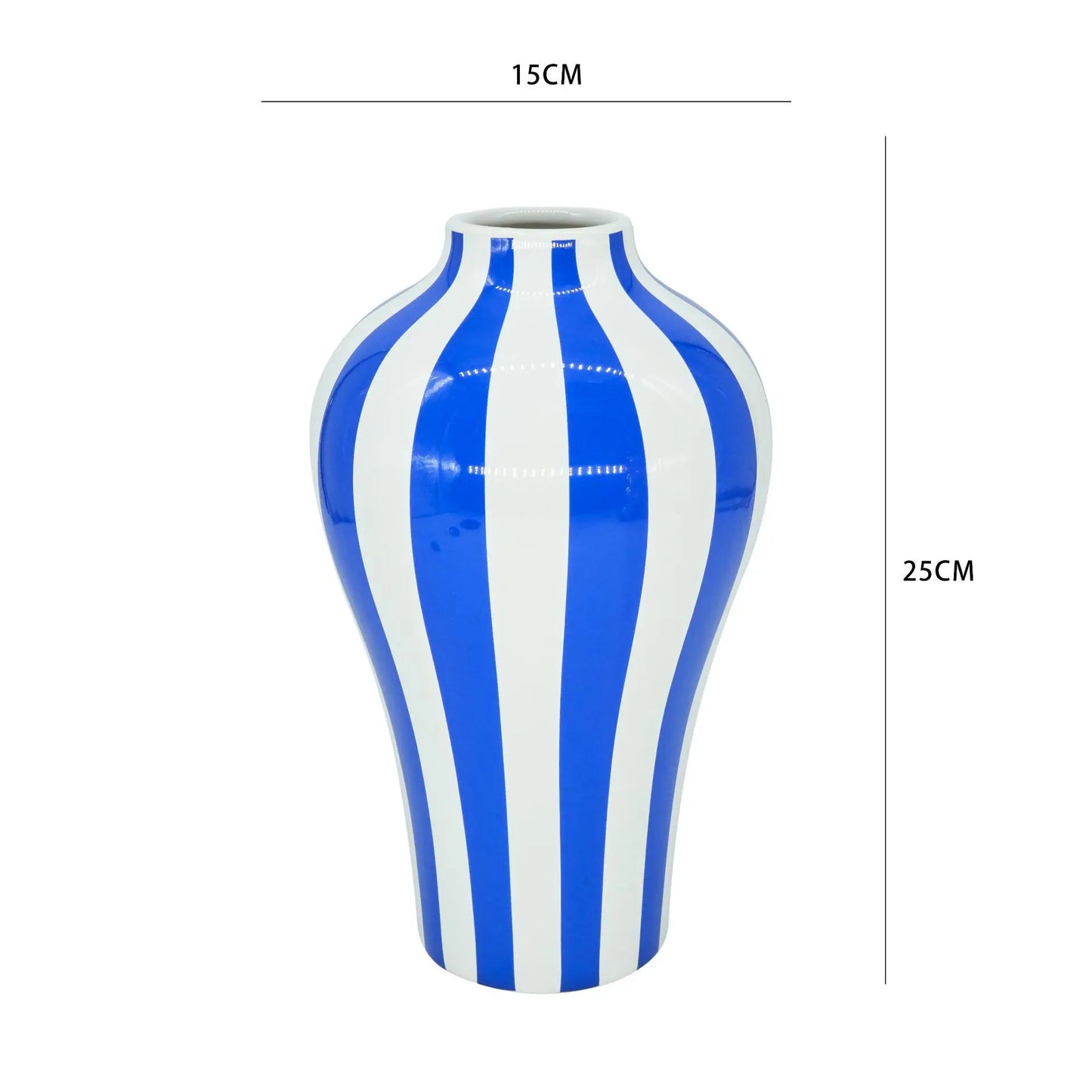 DecorBites™ Blue Geometric Quilted Ceramic Vase - Polka Dots Pattern - Home Decor Craft