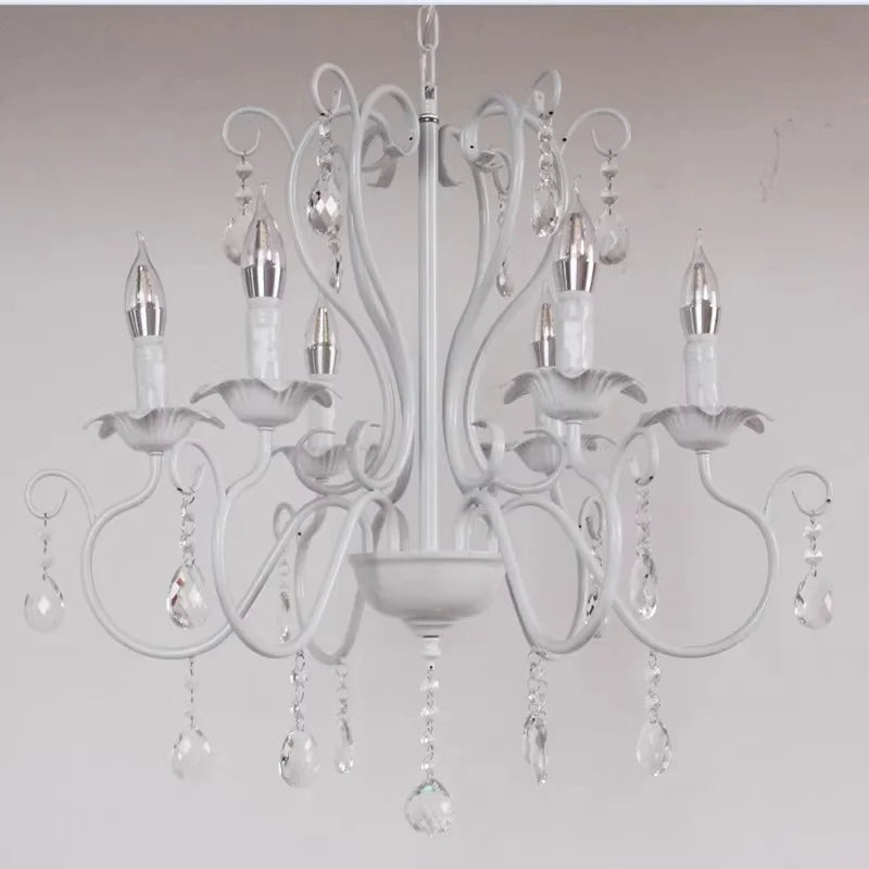 DecorBites™ Black White Metal Chandelier with Crystal Pendants for Elegant Home Lighting