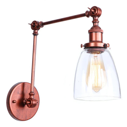 DecorBites™ Adjustable Glass Swing Arm LED Wall Sconce with Pull Chain Switch