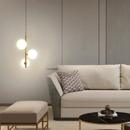 DecorBites™ Brass/Black Glass Ball LED Pendant Lights Modern Bedroom Living Room Hanging Lamps