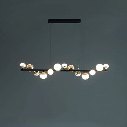 DecorBites™ Gold Balls LED Chandelier: Art Deco Round Lighting with Acrylic Balls for Home Décor