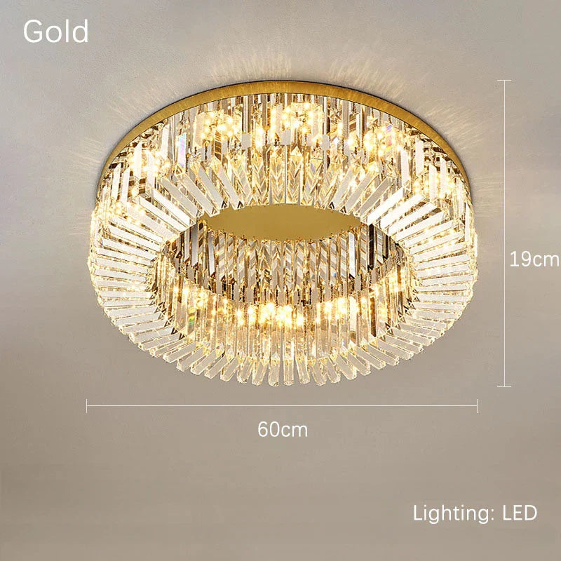 DecorBites™ Crystal Gold LED Ring Ceiling Light - Modern Luxury Home Lighting