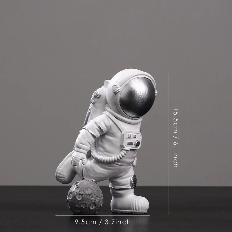 DecorBites™ Astronaut Figurines: Modern Spaceman with Moon Sculpture, Perfect Gift for Man & Boyfriend