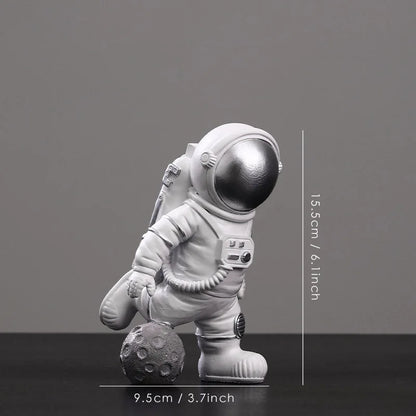 DecorBites™ Astronaut Figurines: Modern Spaceman with Moon Sculpture, Perfect Gift for Man & Boyfriend