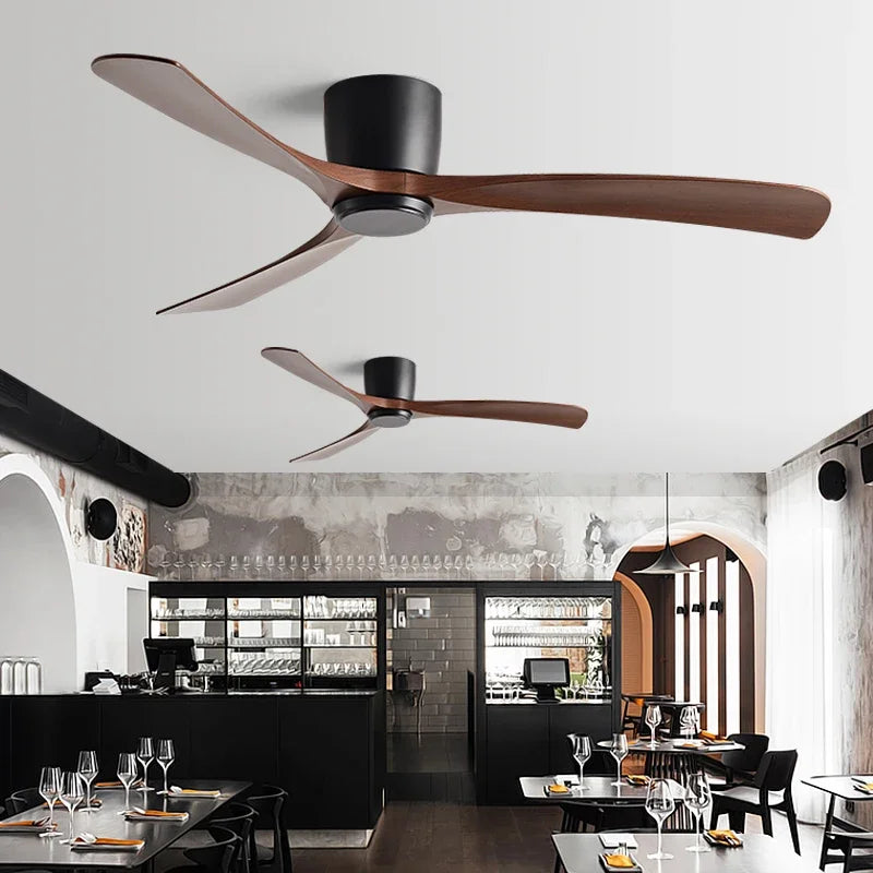 DecorBites™ Black Modern Low Profile DC Ceiling Fan with Remote Control, Strong Airflow