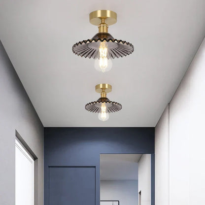 ™ Green Glass Copper Ceiling Light Fixture Balcony Kitchen Modern LED Lamp