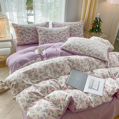 DecorBites™ Cartoon Heart Plant Floral Print 3Pcs Set (Duvet Cover + Pillowcases)