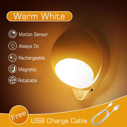 DecorBites™ 360° Rotating Magnet Night Light USB Charging Wall Lamp for Bedroom Closet