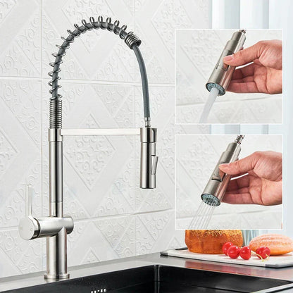 DecorBites™ Black Kitchen Faucet with Dual Mode Sprayer, 360 Rotation, Hot & Cold Mixer
