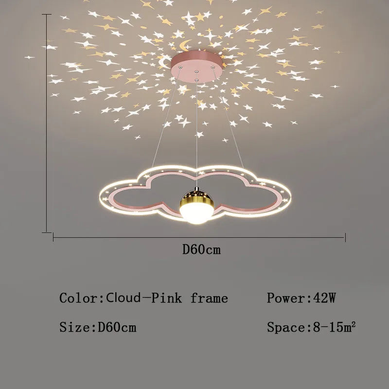 DecorBites™ Cloud Flower LED Chandelier: Kid's Bedroom Starry Sky Decorative Lighting Fixture