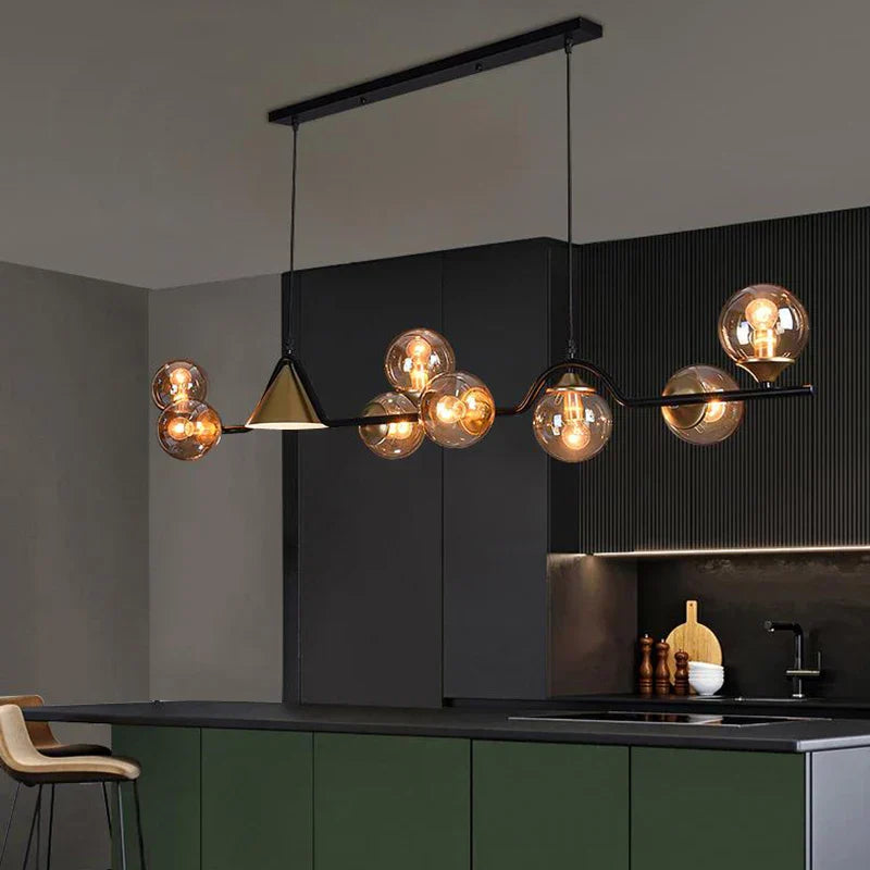 DecorBites™ Black Gold Glass Chandelier LED Luxury Pendant Light
