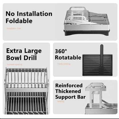 DecorBites™ 2 Tier Dish Drainer Rack & Drain Basket: Kitchen Organizer Holder, Counter Storage