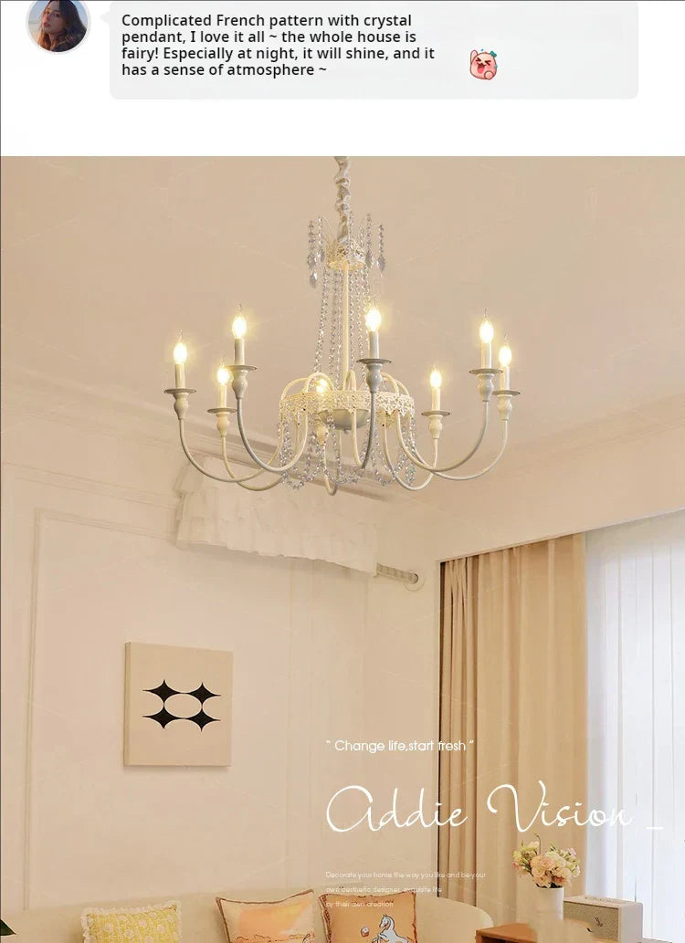 DecorBites™ French Light Luxury Living Room Chandelier American Atmosphere Candle Lamp