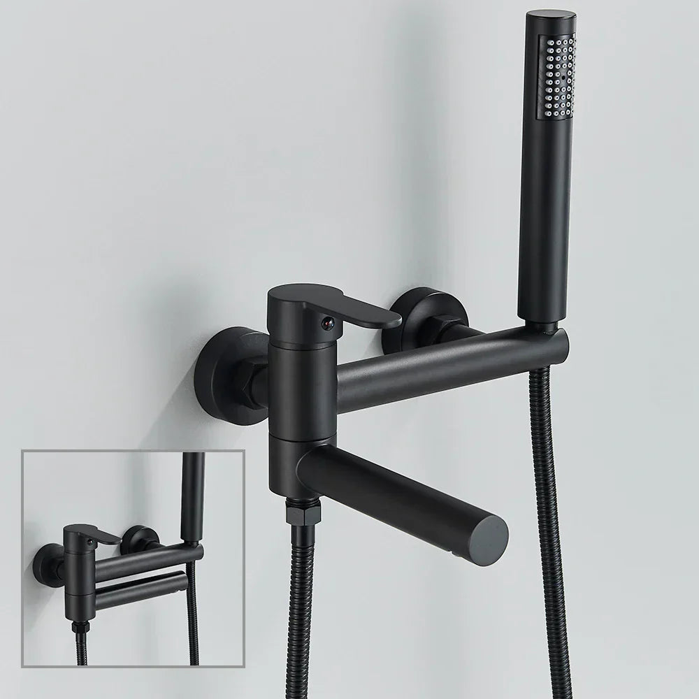 DecorBites™ Black Wall Mounted Waterfall Bathtub Faucet for Embedded In-wall Tub Shower System
