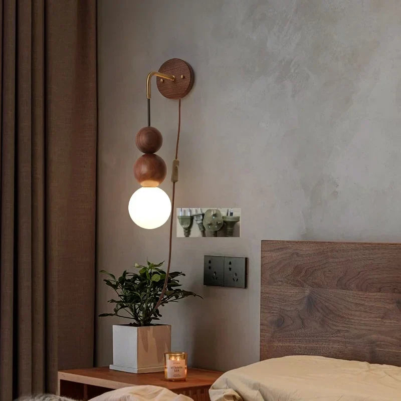 DecorBites™ Glass and Wood Adjustable Wall Light for Living Room and Bedroom
