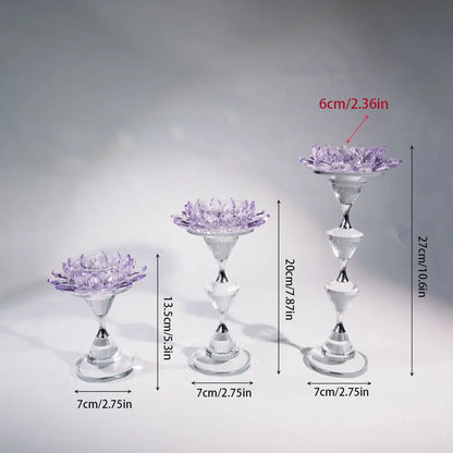 DecorBites™ Crystal Lotus Candle Holder Home Decoration Crystal Flower Candlestick