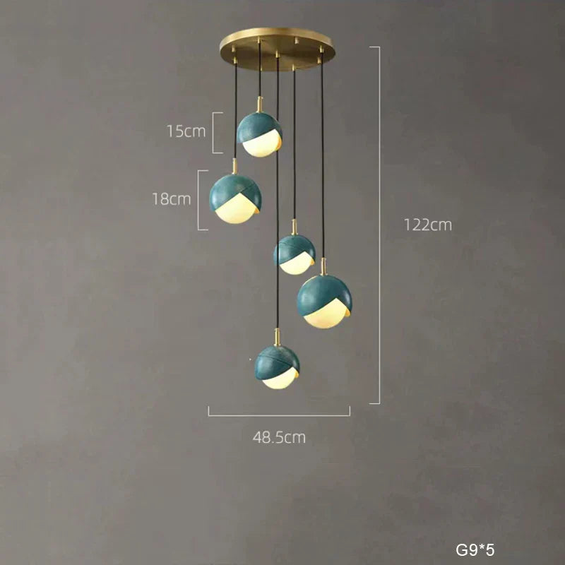 DecorBites™ Blue Copper Chandelier Pendant Light for Kitchen Island & Restaurant