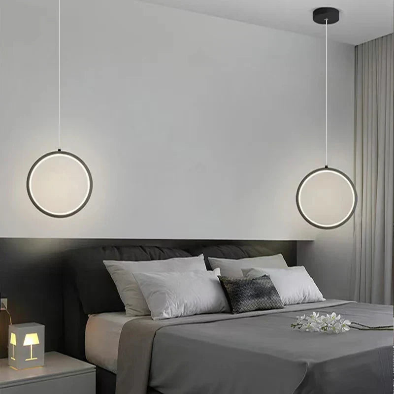 DecorBites™ Black LED Pendant Light: Elegant Bedroom Hanging Lamp, Small Chandelier
