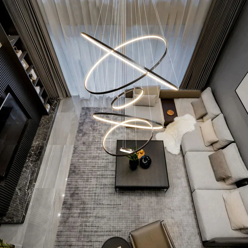 DecorBites™ Copper Circle Chandelier: Modern Minimalist Luxury for Living Room, Restaurant, Villa Staircase