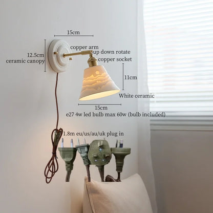 DecorBites™ Copper Ceramic LED Wall Lamp with Pull Chain Switch for Stair Living Room